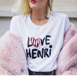 Henri Bendel LOVE HENRI White Tee Top T-Shirt Size S/M